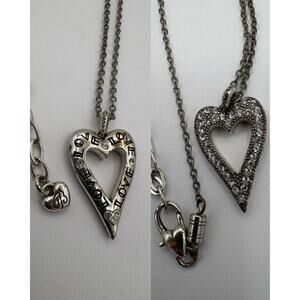 Brighton Bella Mia Reversible Silver Crystal Heart Love Pendant Necklace